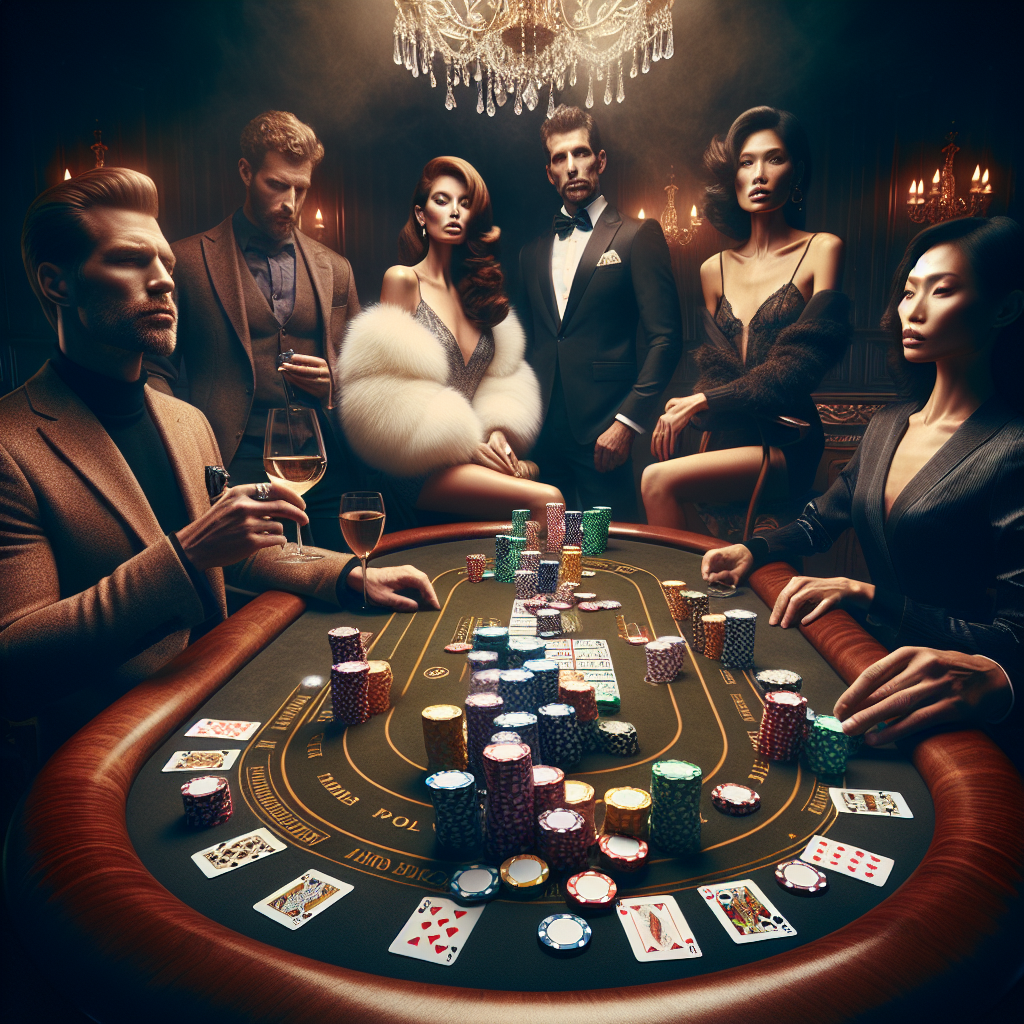 A stylish poker table with cards and chips